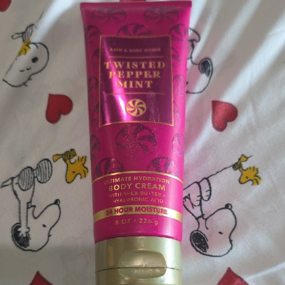 Bath & Body Works Twisted Peppermint Pink and Gold Body Cream